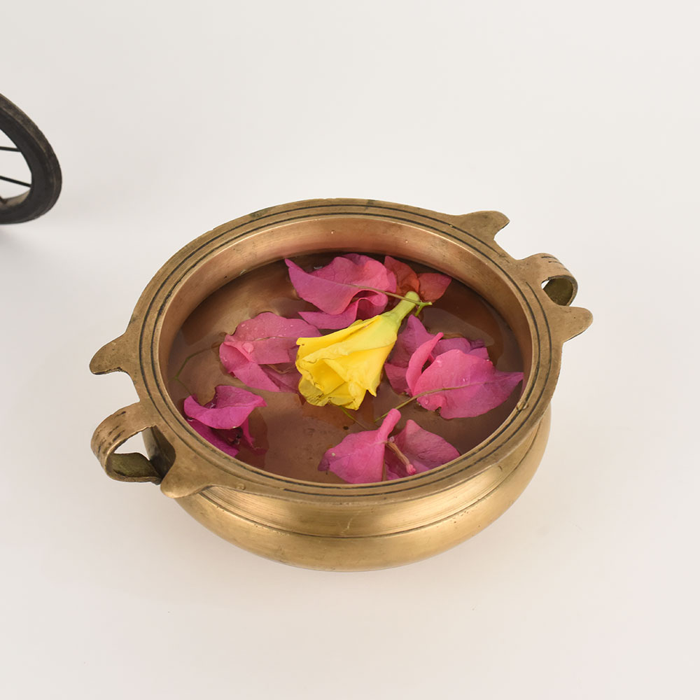 Traditional Brass Serving Bowl for Flower Decor