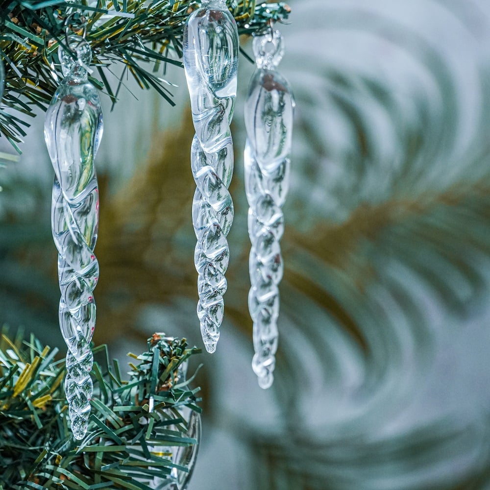20 Pieces Clear Glass Icicle Ornaments – Elegant Christmas Tree Hanging Decorations