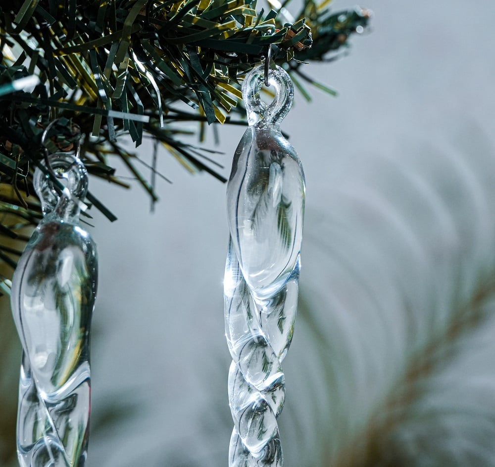20 Pieces Clear Glass Icicle Ornaments – Elegant Christmas Tree Hanging Decorations