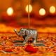Brass Incense Holder Standing Elephant Figurine with Trunk Up