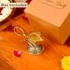 Brass Lotus Shape Oil Lamp On Stand With Handle
