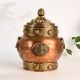 Handcrafted Copper and Brass Storage Jar with Ornate Lid