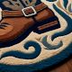 Handtufted Western Boot Emblem Wool Rug