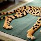 Handtufted Wildcat Figure Green Wool Rug