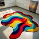 Handtufted Rainbow Wave Blob Wool Rug