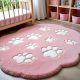 Handtufted Pink Pawprint Play Wool Rug