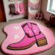 Handtufted Pink Cowboy Boot Wool Rug