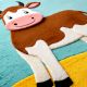 Handtufted Happy Cow Cartoon Wool Rug