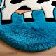 Handtufted Blue Cow Cartoon Wool Rug