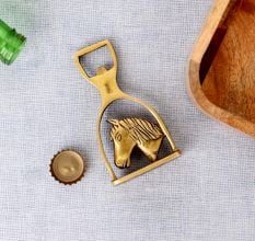 Brass Bottle Opener Horse Saddle Stirrup Horse Head In Center