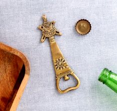 Tortoise Brass Bottle Opener With Tribal Floral Design