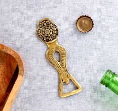Traditional Brass Bottle Opener Engraved Floral Design