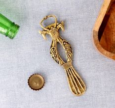 Brass Bottle Opener With Two Peacock And Tail