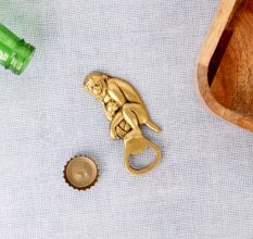 Brass Bottle Opener With Monkey And Child Statue