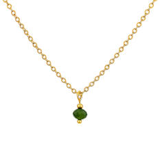 Handcrafted Green Onyx Necklace with Gold-Tone Brass Chain