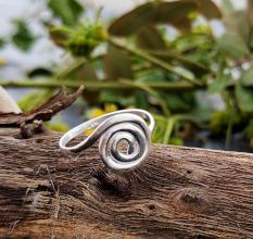 Handmade Spiral Pattern Ring 925 Sterling Silver Boho Jewelry for Women