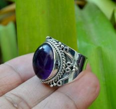 Dainty Amethyst 925 Sterling Silver Ring Handmade Boho Jewelry Dainty
