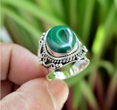 Malachite 925 Sterling Silver Ring Handmade