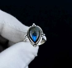 Labradorite 925 Sterling Silver Ring Handmade Crescent Moon for Women