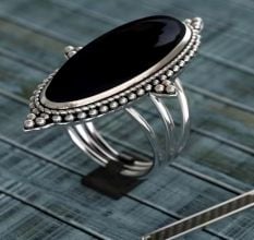 Boho Black Onyx Ring 925 Sterling Silver Handmade Gemstone Jewelry