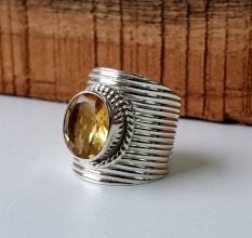 Citrine Gemstone Designer 925 Sterling Silver Ring Handmade Boho Jewelry