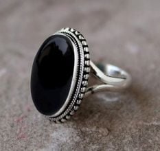 Black Onyx Gemstone Ring 925 Sterling Silver Handmade Jewelry for Women