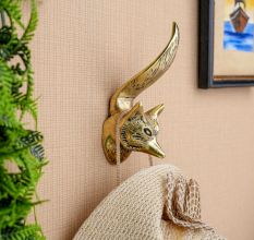 Handmade Antique Golden Fox Design Aluminium Wall Hook