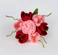 Pink and Burgundy Crochet Flower Cluster Tulle