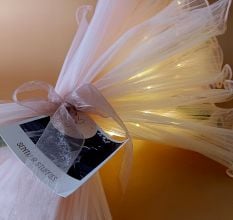 Peach and Coral Crochet Daisy Fan Bloom Tulle