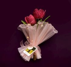 Charming Pink Crochet Blossoms With Frilly Tulle