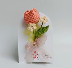 Peach Crochet Tulip With Ivory Accent With Ivory Accent