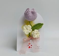 Lavender Crochet Tulip With Cream Blossom Tulle