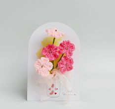 Cluster of Ombre Pink Crochet Blossoms Arrangement