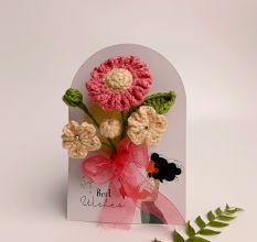 Blush Pink Crochet Daisy With Cream Companions