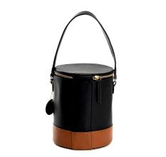 Elegant Black Studded Cylinder Bucket Bag
