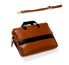 Structured Tan Beige Vegan Leather Laptop Sleeve