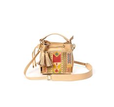 Leather Sling Bag Adorned With Intricate Tribal Pattern