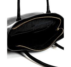 Minimalist Black Leather Tote With Sleek Curved Handles