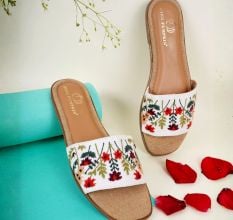 Colorful Canvas Slip with Floral Comfort Strap