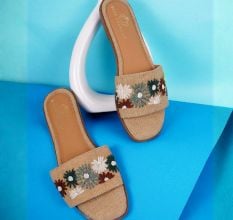 Handmade Boho Slip Sandal with Embroidered Strap