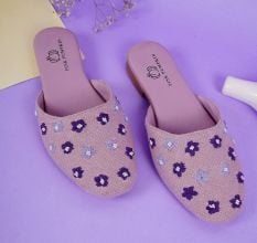 Pastel Pink Mules with Playful Comfort Patterned