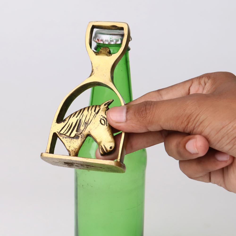 Brass Bottle Opener Horse Saddle Stirrup Horse Head In Center