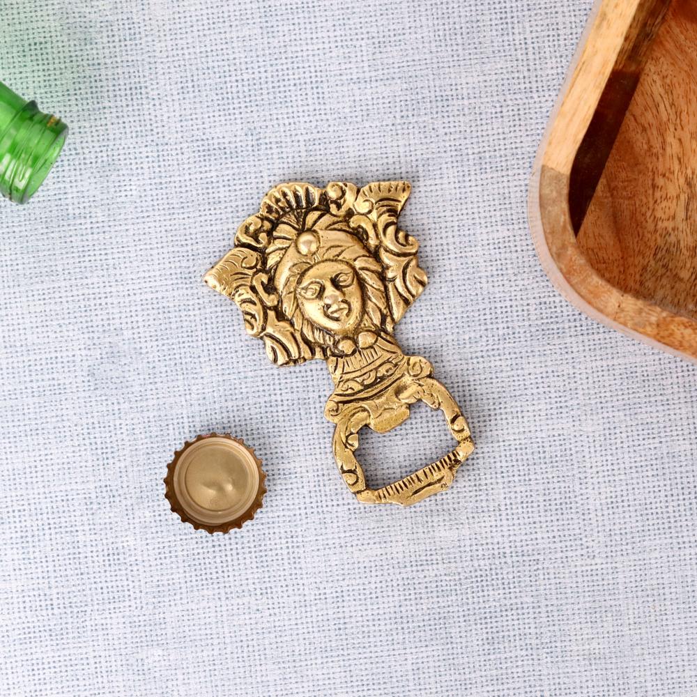 Brass Bottle Opener Tribal Head Shaped Soda Beer Bottle Opener