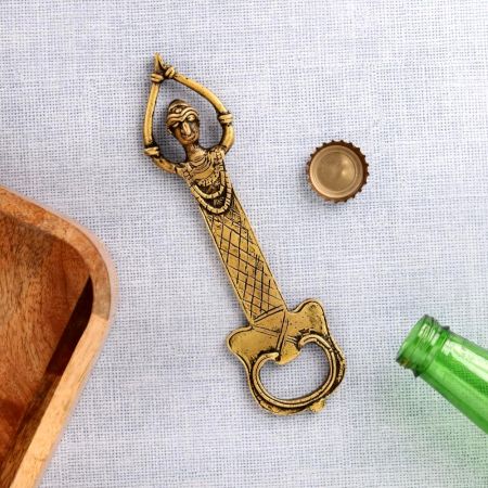 Brass Bottle Opener Tribal Man With His Hands Raised Above In Meditation