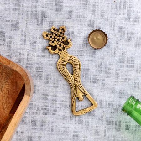 Brass Bottle Opener With Geometric Design