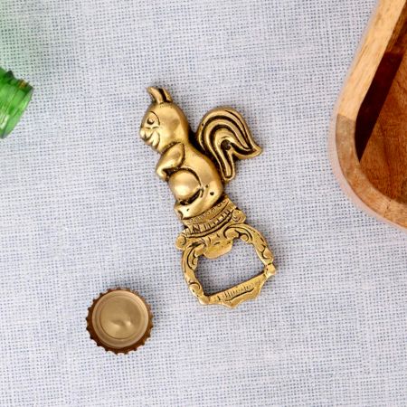 Brass Squirrel Figural Bottle Opener