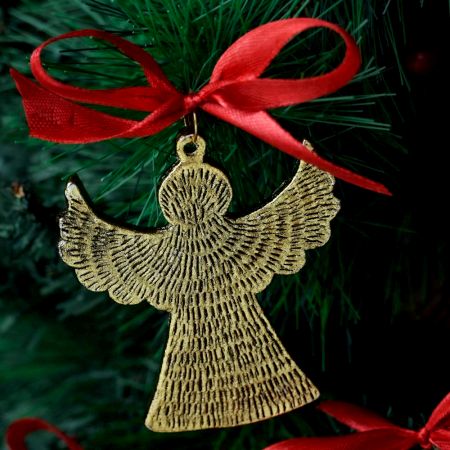 Handmade Golden Aluminium Christmas Ornaments - Set of 6