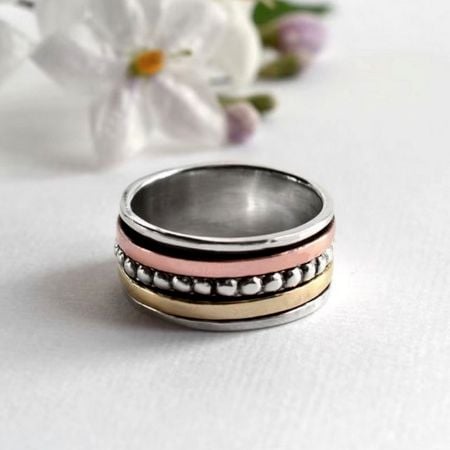 Mixed Metal Stacking 925 Sterling Silver Ring