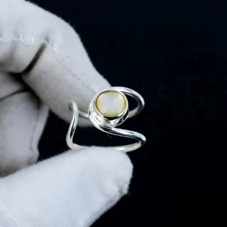 Elegant Pearl 925 Sterling Silver Ring Handmade Dainty for Women