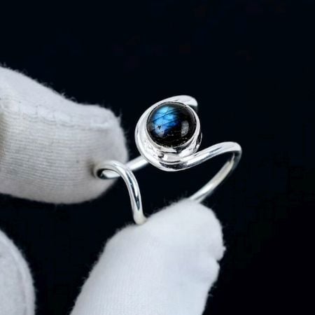 Labradorite 925 Sterling Silver Ring Handmade Boho Jewelry for Women